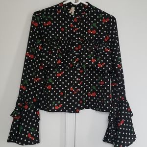 True Destiny polka dot blouse with cherries